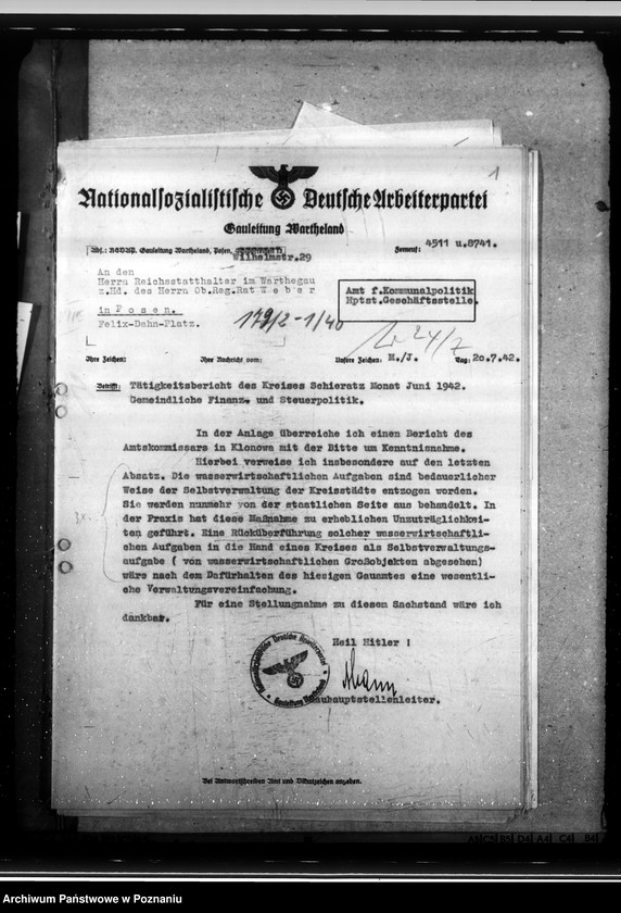 Obraz 5 z jednostki "Tätigkeitsberichte des Landrats des Kreises Schieratz über gemeindliche Finanz- und Steuerpolitik, sowie die Volkspflegekosten und Massnahmen auf dem Gebiete der Volkspflege"