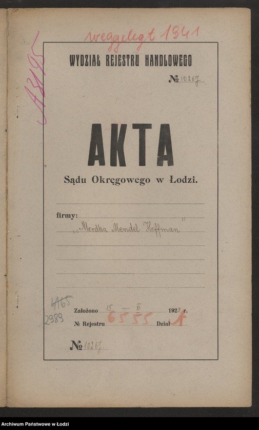 Obraz 2 z jednostki "Mordka Mendel Hoffman- wyrób pończoch"