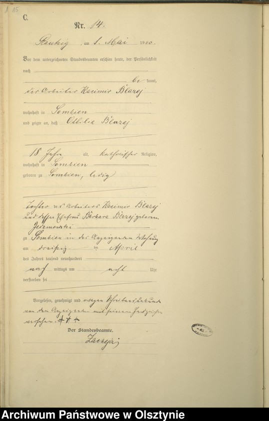 image.from.unit.number "Sterbe-haupt-Register Nr 1 - 23"