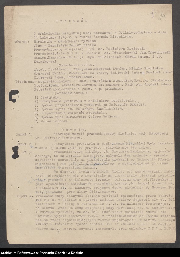 image.from.unit.number "Protokoły posiedzeń [Miejskiej Rady Narodowej]"