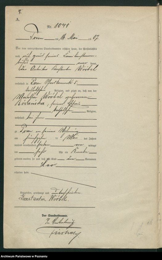 Obraz 10 z jednostki "Księga miejscowa urodzeń tom III [Rejestr główny urodzeń]"