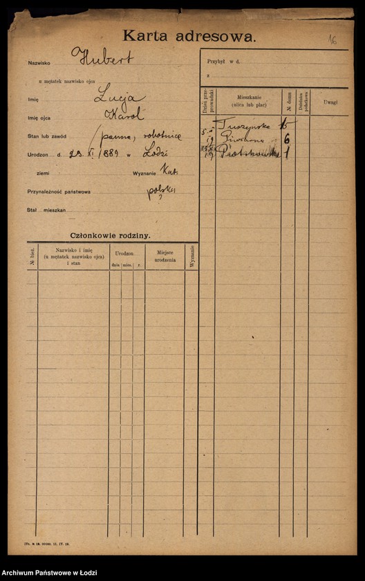 Obraz 18 z jednostki "[Spis ludności Łodzi] Hubermanowicz - Chwastowska"