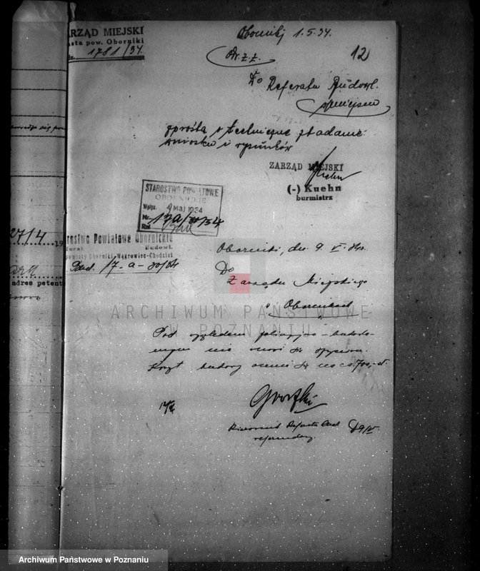 Obraz 16 z jednostki "Zatwierdzenie zakładu przemysłowego /śrutownika/ własność Schwarka w Obornikach"