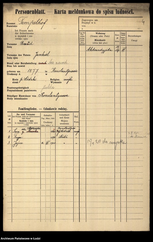 Obraz 6 z jednostki "[Spis ludności Łodzi] Tempelhof - Tenenbaum"