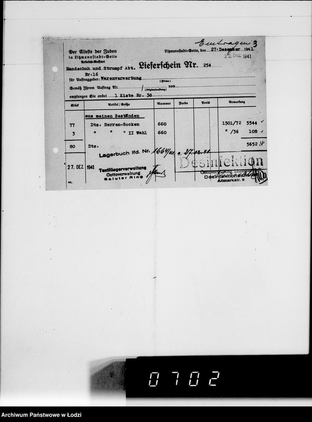 Obraz 8 z jednostki "Handschuh-u.Strumpf-Abteilung. [Świadectwa dostaw z Getta]"