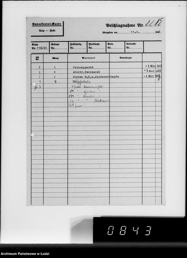 image.from.unit.number "Allgemeine Rechnungen. Durchschläge nr 5. [Kartoteka i zestawienia skonfiskowanych przedmiotów]"