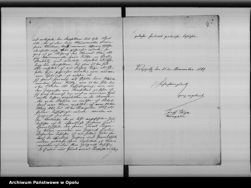 Obraz 9 z jednostki "Acta der Königl[ichen] Bauhandwerker Prüfungs-Kommission betreffend die Prüfung des Maurerpolier Joseph Buja aus Krappitz [Krapkowice]1867"