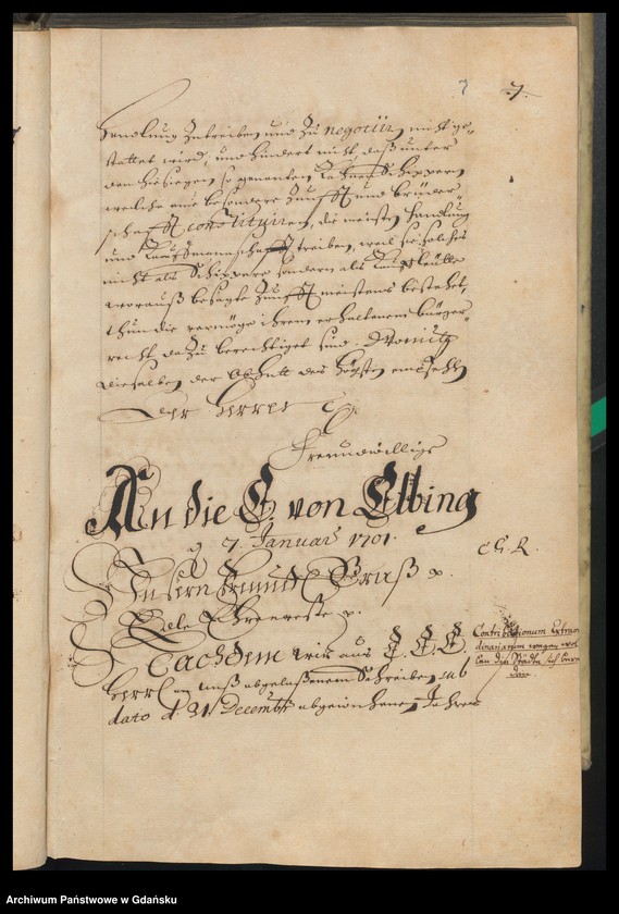 image.from.unit.number "Literae Senatus Civitatis Gedanensis de Anno 1701. Index materiarum Anno 1701 expeditarum. Index literarum Anno 1701 expeditarum [adresatów]"
