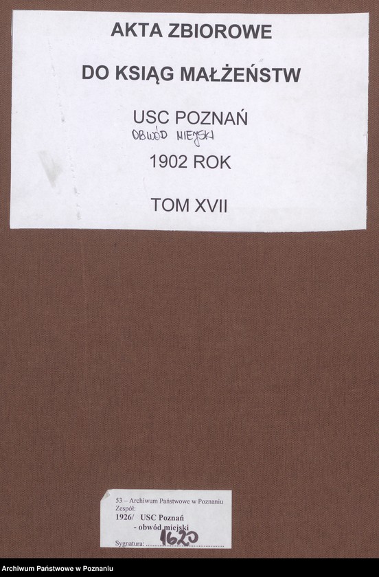 Obraz 2 z jednostki "[Dokumenty dostarczone przez narzeczonych do zawarcia związku małżeńskiego za 1902 rok. Tom XVII]"