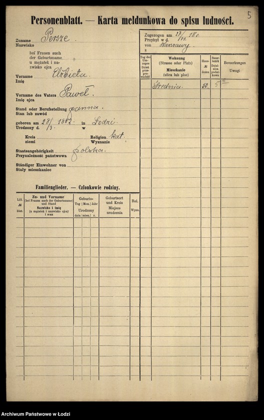 Obraz 7 z jednostki "[Spis ludności Łodzi] Persz-Petrykowski"