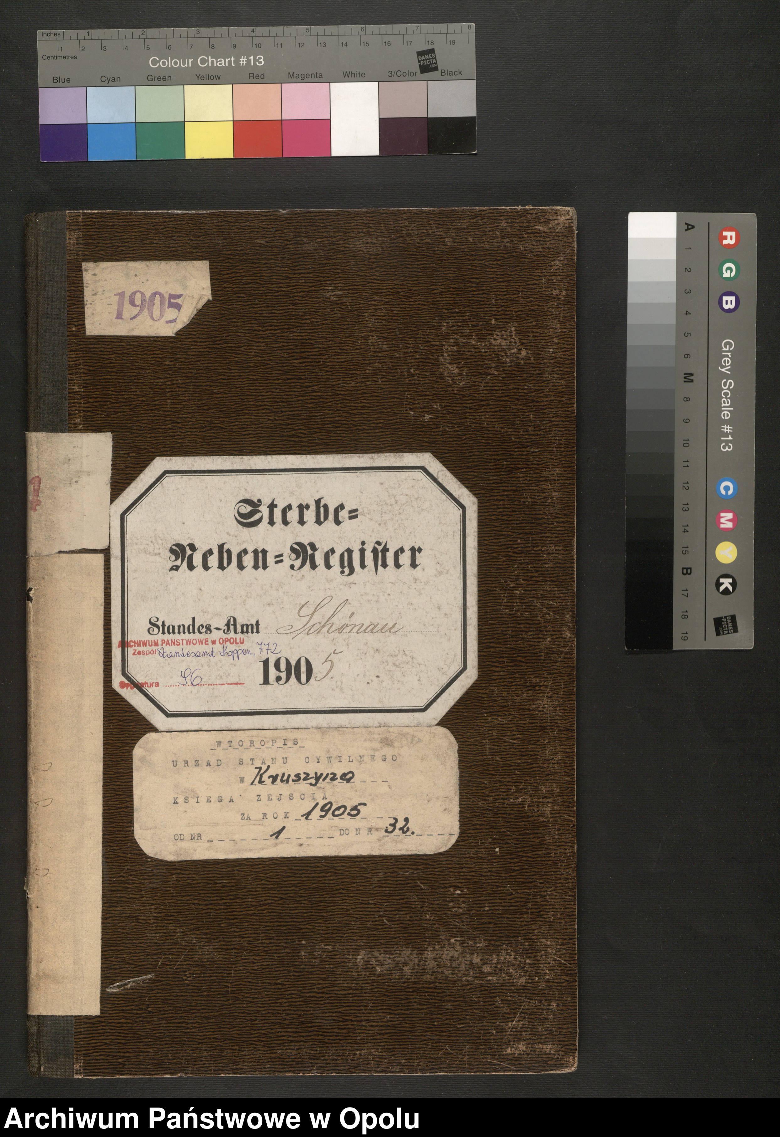 Skan z jednostki: Sterbe-Neben-Register Standes-Amt Schönau 1905