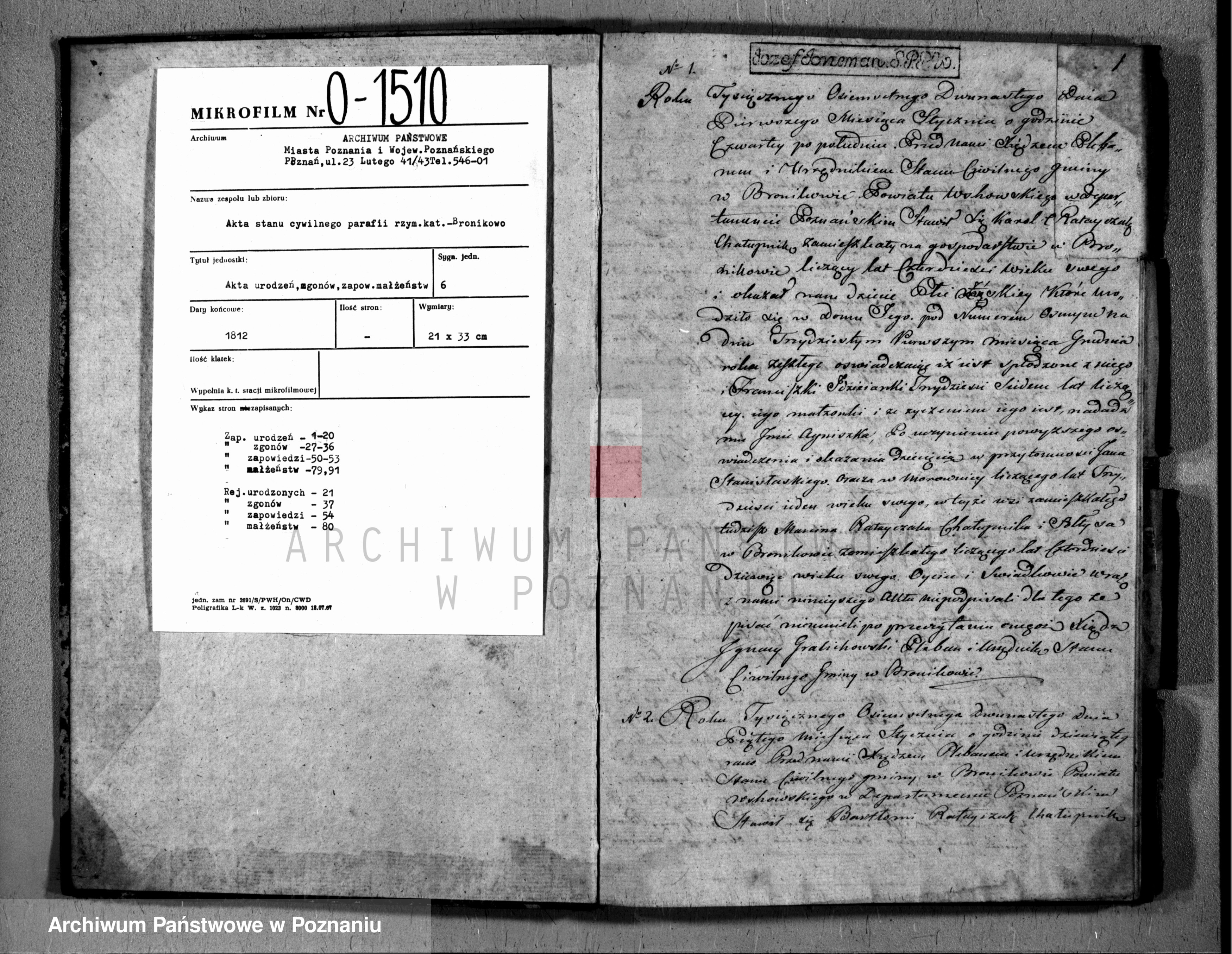 Skan z jednostki: Akta urodzeń, małżeństw i zgonów