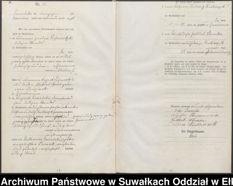 image.from.unit.number "Heiraths-Haupt-Register des Königlichen Preussischen Standes-Amtes Kumilsko Kreis Johannisburg"