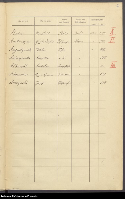 Obraz 4 z jednostki "Spis alfabetyczny małżeństw za 1918"