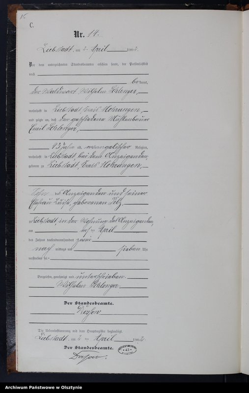 Obraz 17 z jednostki "Sterbe-Neben-Register Nr 1 - 52"