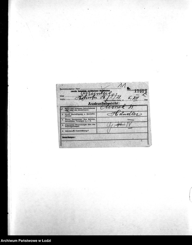 Obraz 14 z jednostki "[Korespondencja z wydziałami gettowymi; z osobami prywatnymi w różnych krajach w sprawie informacji o mieszkańcach getta]"