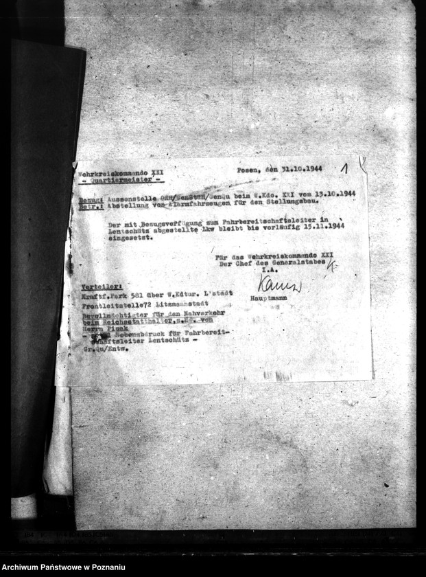 Obraz 5 z jednostki "Stellung von Alarm - Fahrzeugen für den Stellungsbau. Gespannstellung für Ostraumschutz. Beordnung von Gespannen."