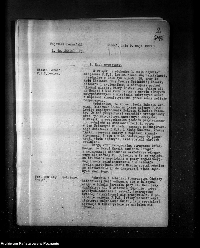 Obraz 6 z jednostki "Sprawozdania sytuacyjne tygodniowe za czas od 1 maja do 30 maja 1930 r. oraz akcja przedwyborcza"