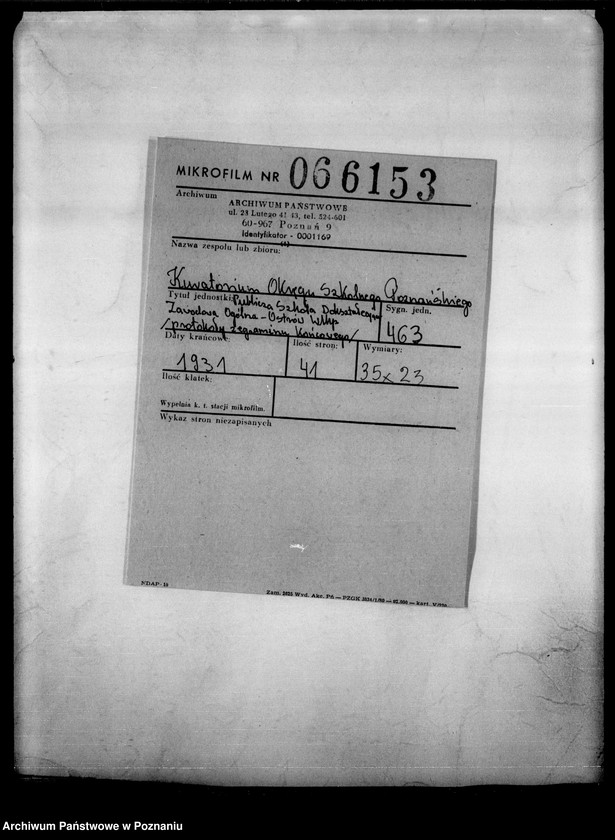 Obraz 2 z jednostki "Publiczna Szkoła Dokształcająca Zawodowa Ogólna- Ostrów Wielkopolski [protokoły z egzaminu końcowego]"