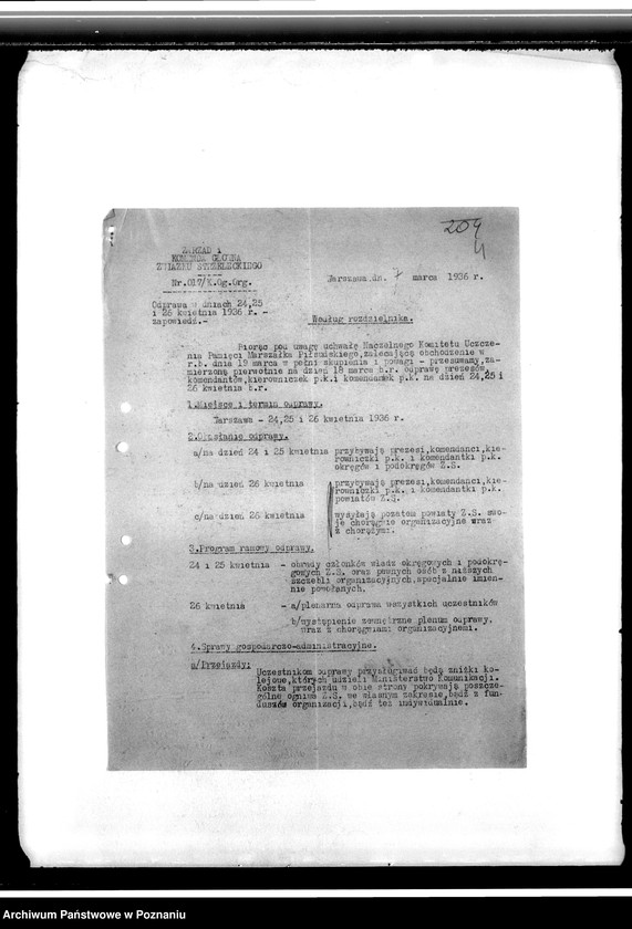 Obraz 9 z jednostki "Komunikaty i korespondencja Komendy Powiatowej Związku Strzeleckiego w Koninie z władzami nadrzędnymi - Komenda Okręgu. Komenda Główna w sprawach organizacyjnych i personalnych"