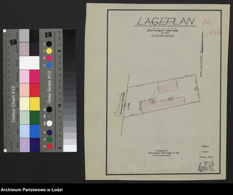 Obraz 1 z jednostki "Lageplan Danziger-Strasse Nr 96 Litmannstadt"