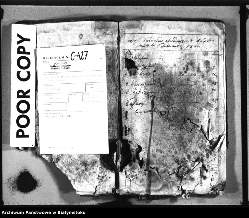 Obraz z jednostki "Metryki chrzestne dekanatu siemiatyckiego [extrakta metryczne chrztów kościołów dekanatu siemiatyckiego, a mianowicie: Dziadkowickiego, Siemiatyckiego, Sadowskiego, Ostrożańskiego, Mielnickiego, Niemirowskiego i Dołubowskiego z roku 1844]"