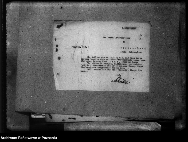 Obraz 9 z jednostki "Korespondencja w sprawie Niemców z różnych powiatów, którzy zginęli w 1939 roku"