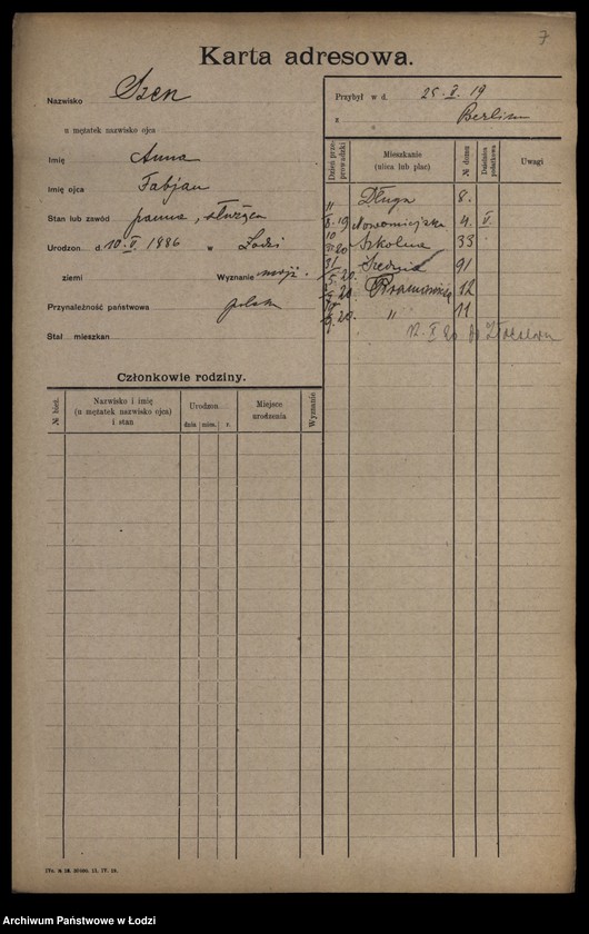 Obraz 9 z jednostki "[Spis ludności Łodzi] Szen-Szenfeld"