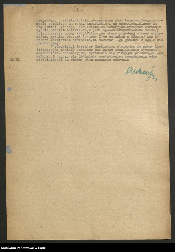 Obraz 3 z jednostki "Dyrekcja Przemysłu Jedwabniczo - Galanteryjnego; protokół z narady Dyrekcji, sprawozdania okresowe, raporty dzienne o wykonaniu planu produkcji"