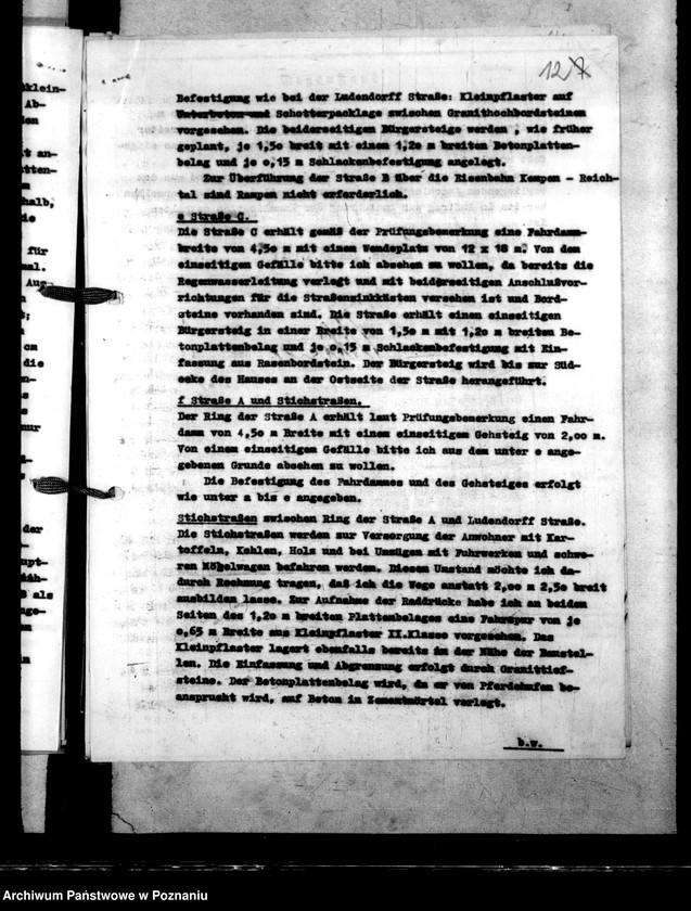 Obraz 16 z jednostki "Kreisstadt Kempen. Antrag auf Aufschliessungskosten der Siedlung für Reichsbedienstete"