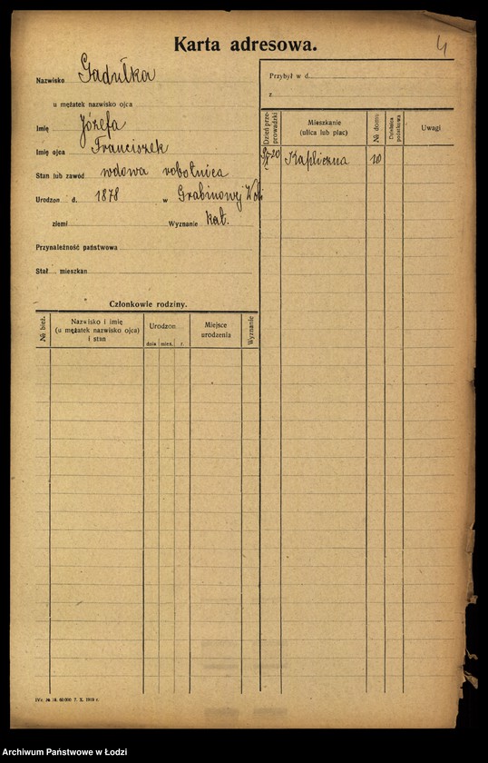 Obraz 6 z jednostki "[Spis ludności Łodzi] Gadułka - Gajewski"