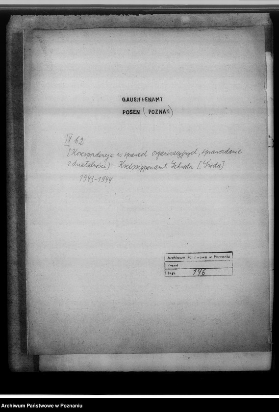 Obraz 4 z jednostki "[Korespondencja w sprawach organizacyjnych, sprawozdanie z działalności], Kreissippenamt Schroda [Środa]"