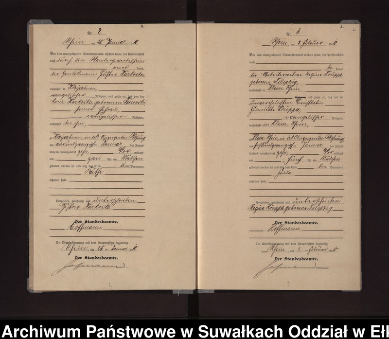 image.from.unit.number "Geburts-Neben-Register des Königlichen Preussischen Standes-Amtes Gneist Kreis Lötzen"