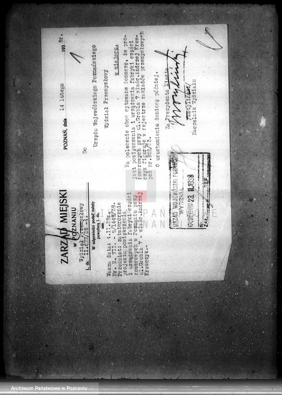 Obraz 5 z jednostki "Zatwierdzenie zakładu przemysłowego / warsztatu mechanicznego części rowerowych/ Firmy Andrzeja Krawczyka w Poznaniu"