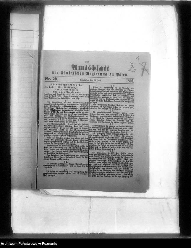 Obraz 4 z jednostki "Bildung einer Genossenschaft zur Entwässerung der Wiesen am Trojanowoer Fliesse im Kreise Obornik"