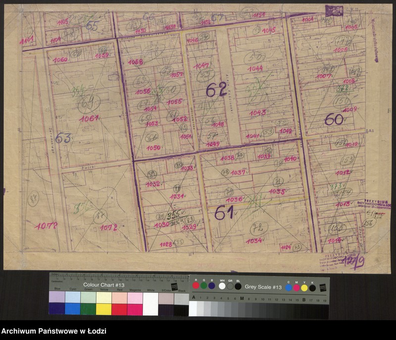 Obraz 1 z jednostki "Plan m. Łodzi 1:2000 z oznaczeniem podziału miasta na obwody i rejony spisowe. Sekcja SW11"