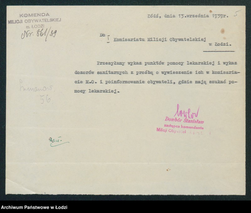 Obraz 7 z jednostki "[Akta I-go Komisariatu Milicji Obywatelskiej - zarządzenia i rozkazy Komendy Milicji Obywatelskiej i władz niemieckich]"