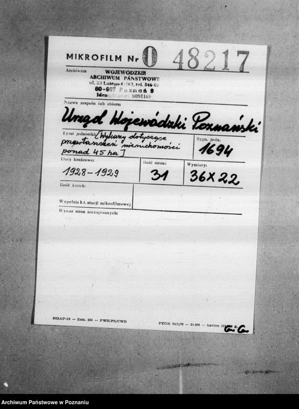 Obraz 2 z jednostki "/Wykazy dotyczące przewłaszczeń nieruchomości ponad 45 ha/"