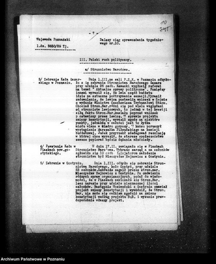 Obraz 14 z jednostki "Sprawozdania sytuacyjne tygodniowe za czas od 1 marca do dnia 28 marca 1929 r. /nr 10-13/"