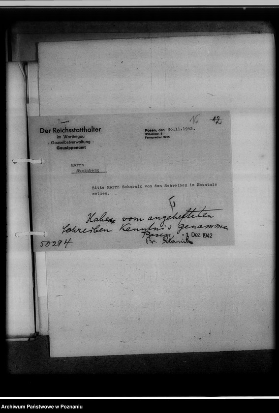 image.from.unit.number "Berufssippenforscher Scharnik [Korespondencja w sprawie honorariów i zażaleń na Scharnika zatrudnionego w Poznaniu]"