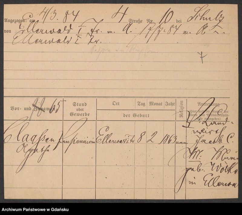 image.from.unit.number "Karty meldunkowe: Claassen - Classen"