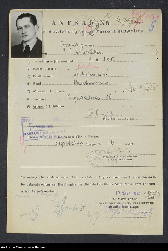 image.from.unit.number "[Wnioski o wydanie dowodów osobistych oraz nie odebrane dowody Grynszpan - Gutman Hercyk]"