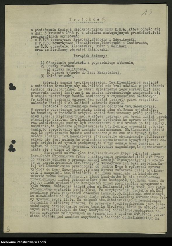 Obraz 14 z jednostki "Protokoły [wspólnych posiedzeń komitetów dzielnicowych PPS i PPR] T-2"
