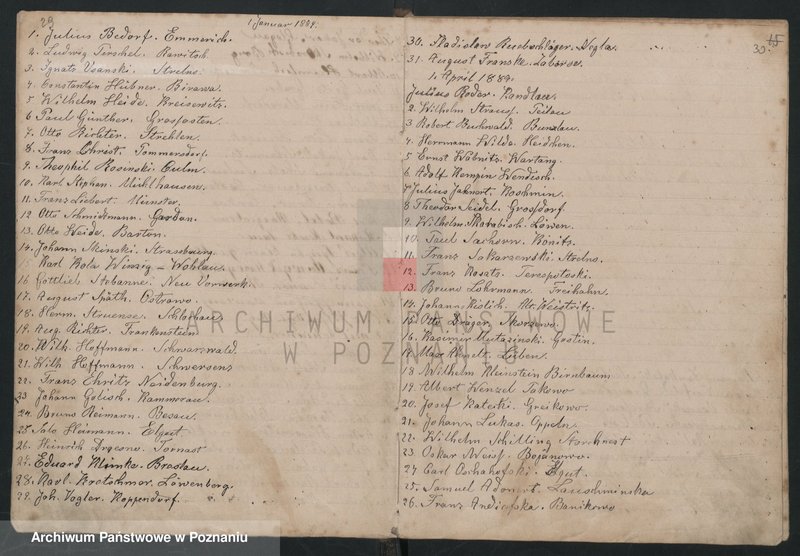 Obraz 16 z jednostki "[Księga rejestracji czeladników zatrudnionych u mistrzów piekarskich w Lesznie]"