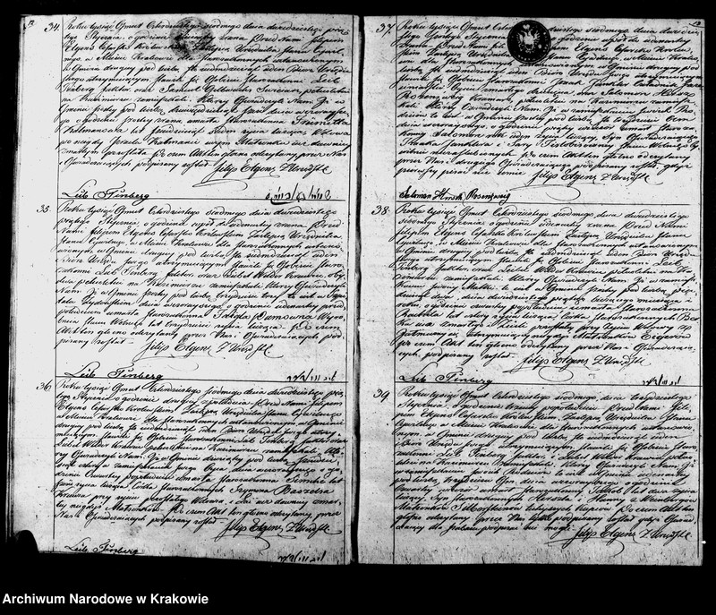 image.from.unit.number "Aktów Stanu Cywilnego Wpisy Zeyścia Osób Wyznania Moyżeszowego w Mieście Krakowie zmarłych obeymuiąca księga Isza na Rok 1847"