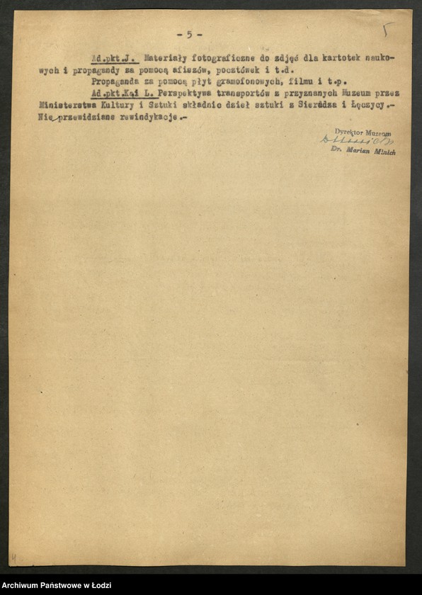 Obraz 6 z jednostki "[Sprawozdania z działalności] Muzeum Historii Sztuki [i Muzeum Etnograficznego w Łodzi]"