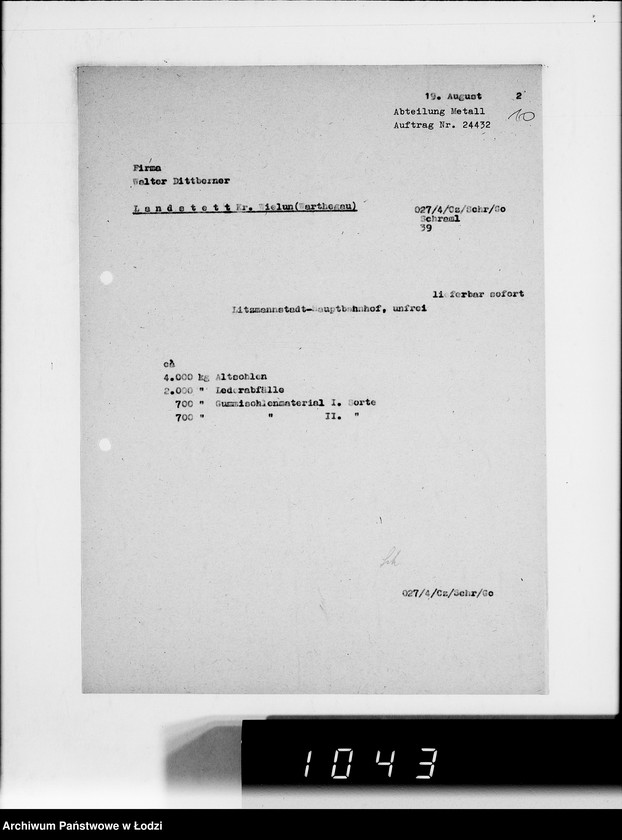 Obraz 14 z jednostki "[Zamówienia na różne artykuły techniczne dla Getta]"