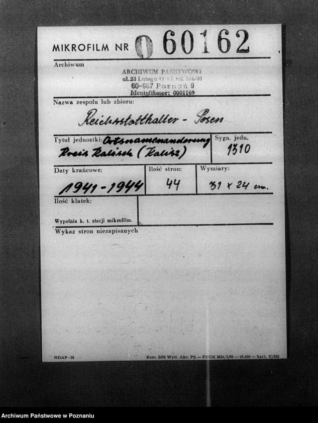 Obraz 2 z jednostki "Ortsnamenänderung Kreis Kalisch - Kalisz"