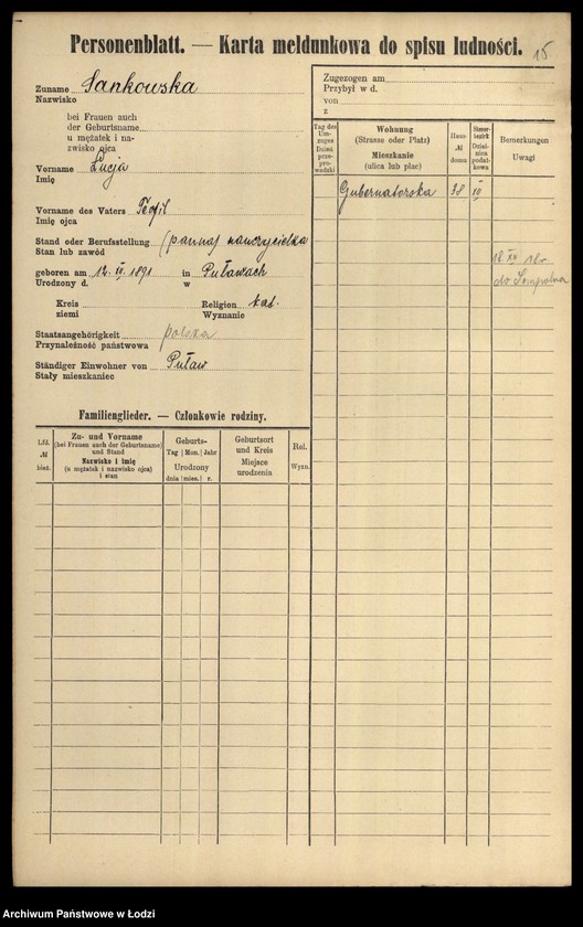 Obraz 17 z jednostki "[Spis ludności Łodzi] Samina-Sasin"