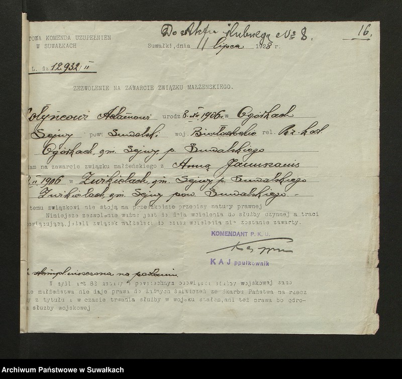 image.from.unit.number "Dokumenty Zaślubionych Smoleńskiej parafji za 1928 rok"